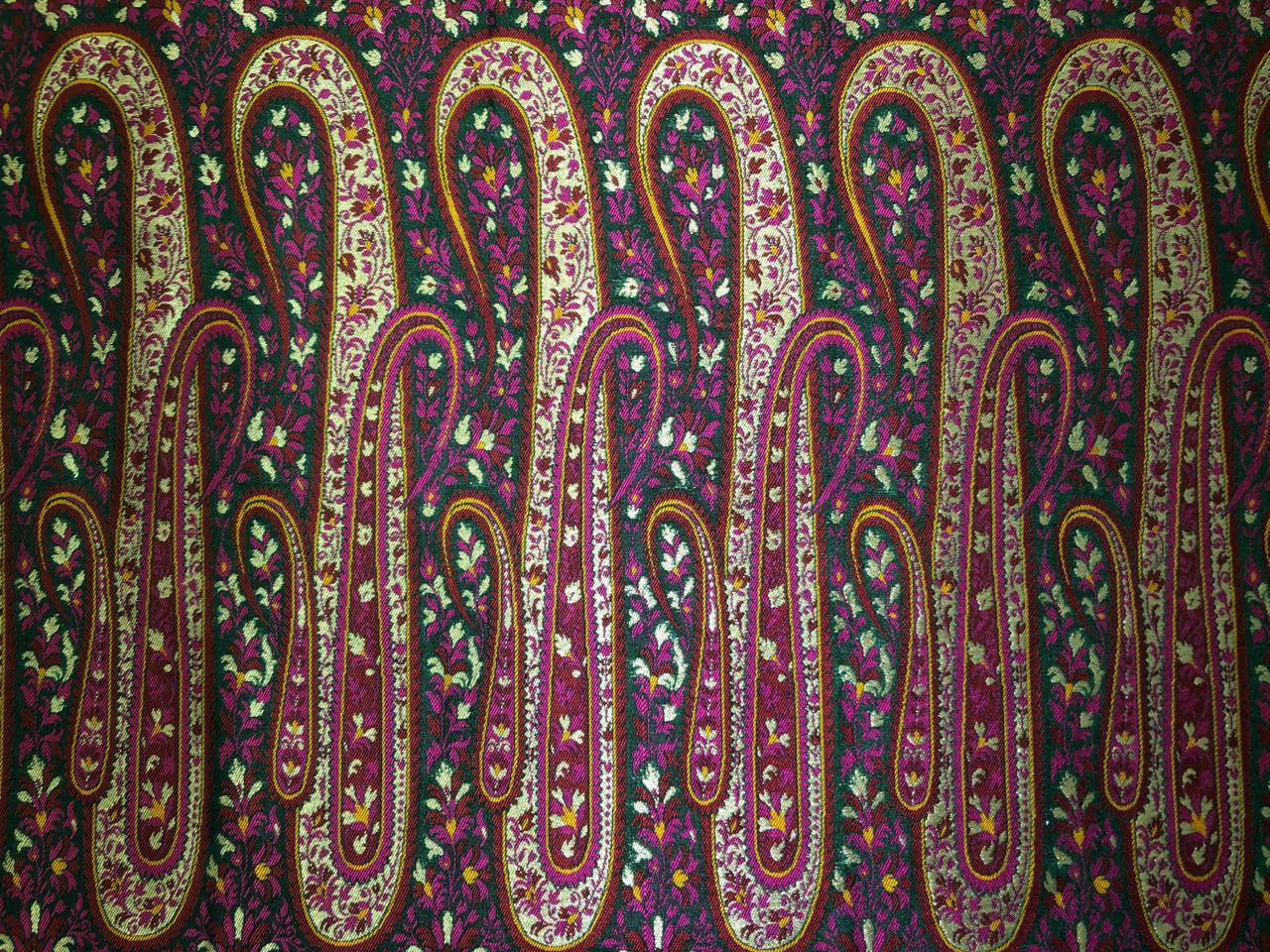 Silk Brocade fabric  intricate paisley jacquard in 4 color color schemes green ,red/ BRO1084
