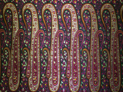 Silk Brocade fabric  intricate paisley jacquard in 4 color color schemes green ,red/ BRO1084
