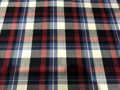 COTTON POPLIN BUFFALO PLAIDS available in 2 colors RED/BLUE/NAVY/WHITE and BLACK AND WHITE