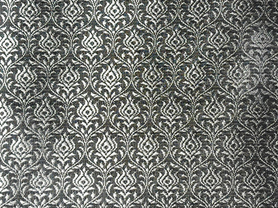 Brocade Fabric Grey with silver all over motif Jacquard 44" BRO1028[1]
