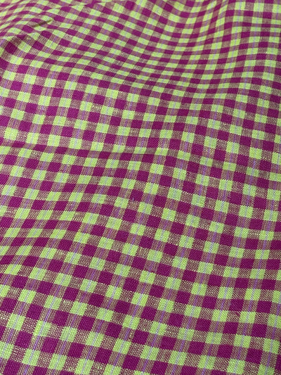 100% Linen  plaids 44 Lea Fabric 58" wide bright pink and yellow [17595]