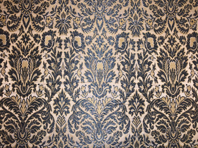 Silk Brocade fabric ivory with teal   floral  jacquard BRO1005[3]