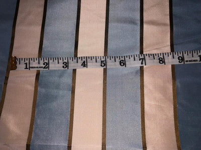 100% SILK TAFFETA IVORY ,SLATE BLUE AND GOLD  STRIPE 54" wide TAFSNEW10[1]