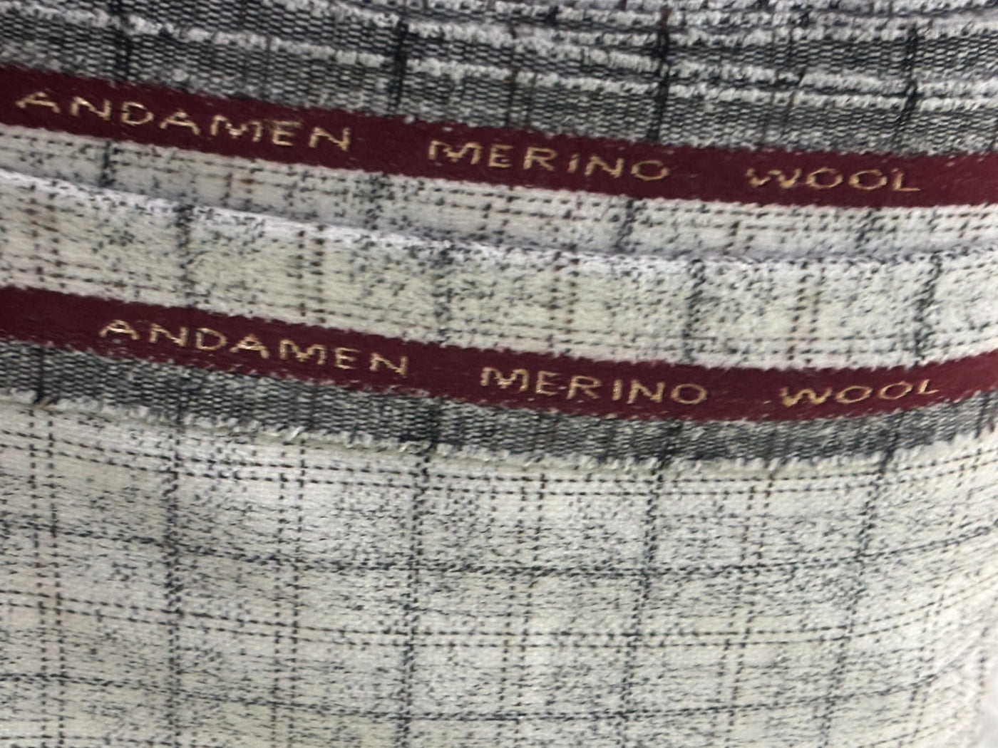 SUITING Italian Andamen Merino Wool Black and ivory  Plaids 58" wide  [17335]