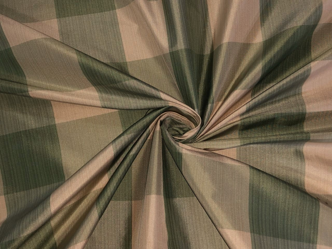 100% Silk tafetta plaids  pastel green,mint green, green and golden cream [tafnewc20roll]