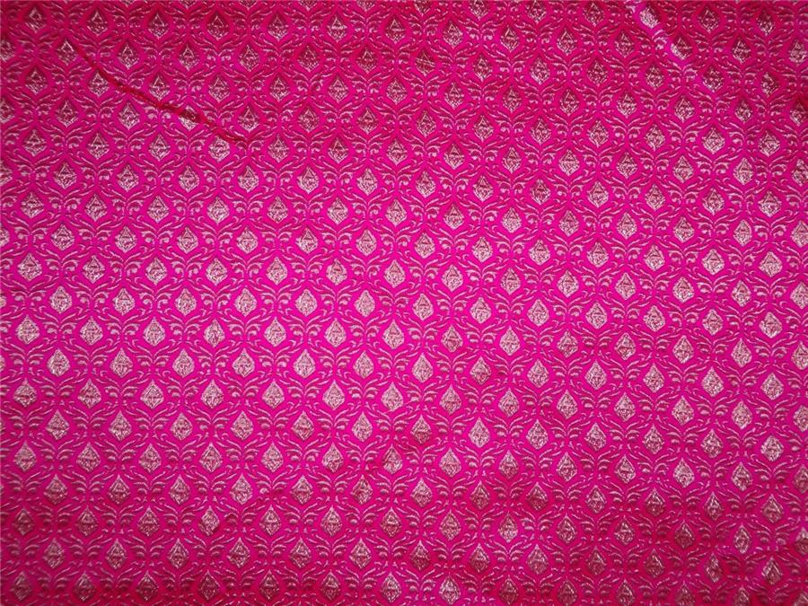 Silk brocade fabric gorgeous pink and silver color 44" wide BRO541[4]
