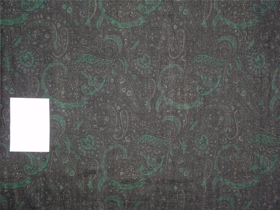 100% pure silk dupion print emerald green x black color 54" wide DUP PRINT #36[7]