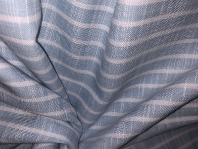 100% Cotton Linen Slubs Powder blue and white stripe  Fabric 58" wide [16604]