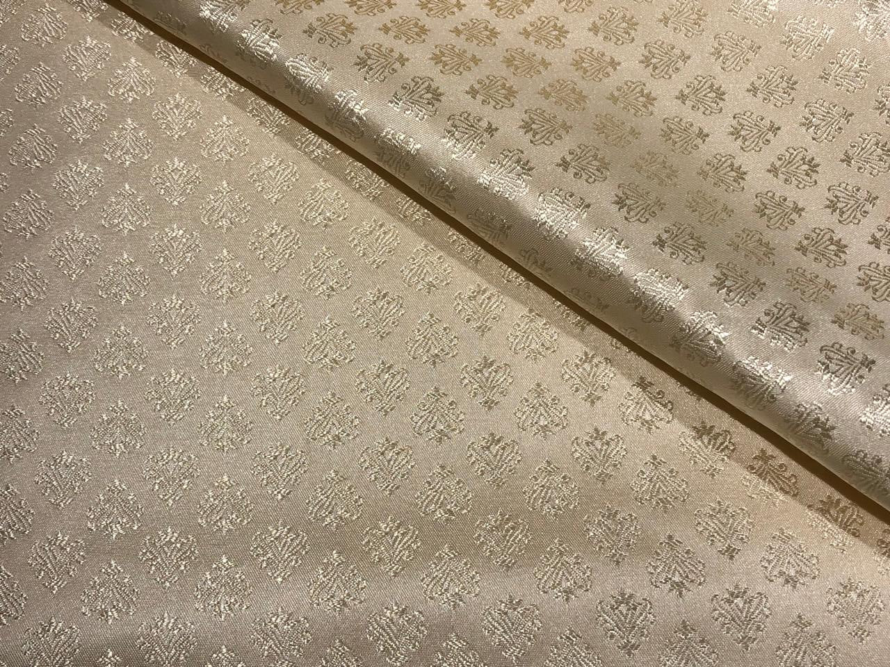 Silk Brocade fabric 56" ivory cream with self motif  jacquard BRO1062[3]