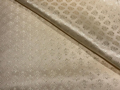 Silk Brocade fabric 56" ivory cream with self motif  jacquard BRO1062[3]