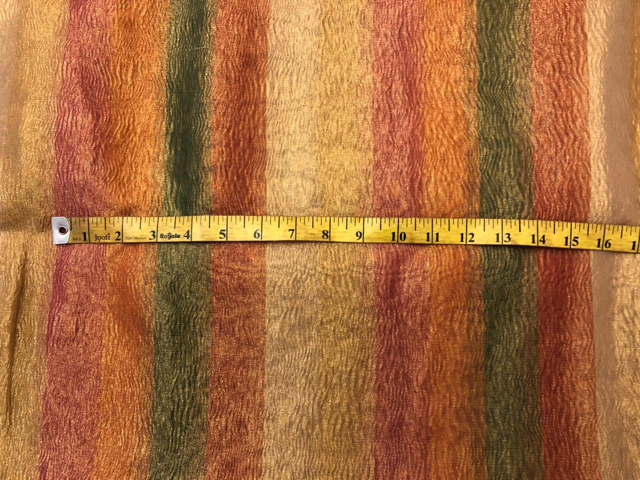 Tissue Crushed  gold with color stripes of multi color 44" wide [18498]