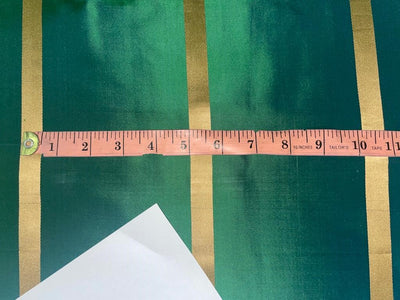 Silk Tafeta Fabric Iridescent Green x Blue satin stripe 54&quot; wide TAF#S92