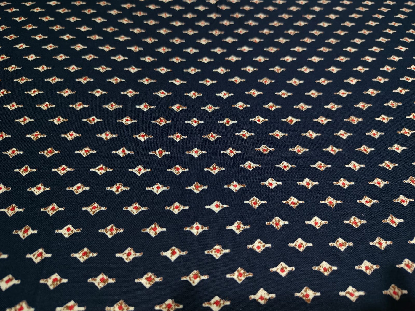 Premium Viscose Rayon fabric with foil print tiny motifs available in 2 colors navy and burgandy