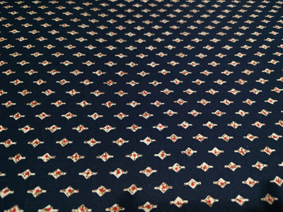 Premium Viscose Rayon fabric with foil print tiny motifs available in 2 colors navy and burgandy