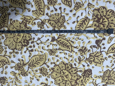 100% Cotton Poplin 58" wide digital print ivory and gold floral  print [17615]