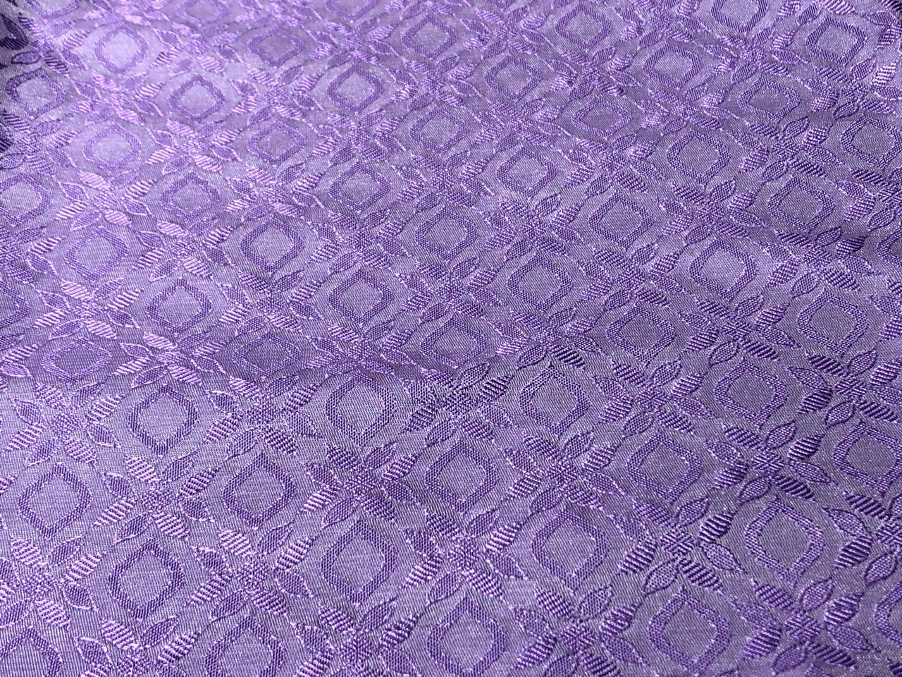 Silk Brocade fabric 44" self geometric  jacquard available in 4 colors pink ,olive , white ivory and lilac BRO1051