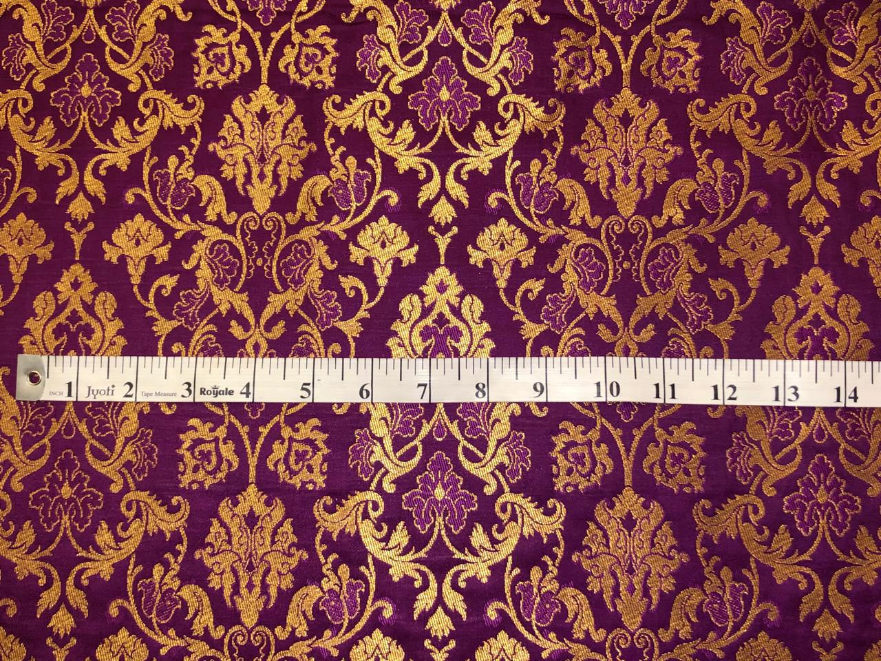 Silk Brocade fabric mulberry with beautiful gold  jacquard BRO1076[4]