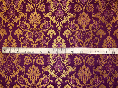 Silk Brocade fabric mulberry with beautiful gold  jacquard BRO1076[4]