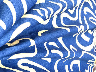 100% Cotton Poplin Blue and white abstract  print 58" wide [18552]