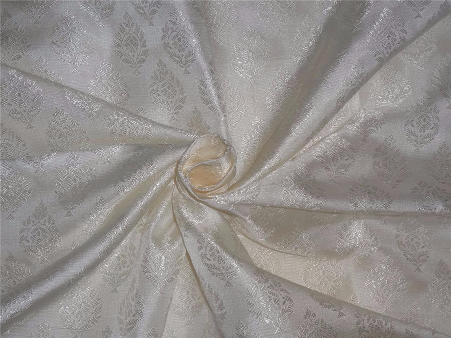 100% silk brocade white color 44" wide BRO70[5]