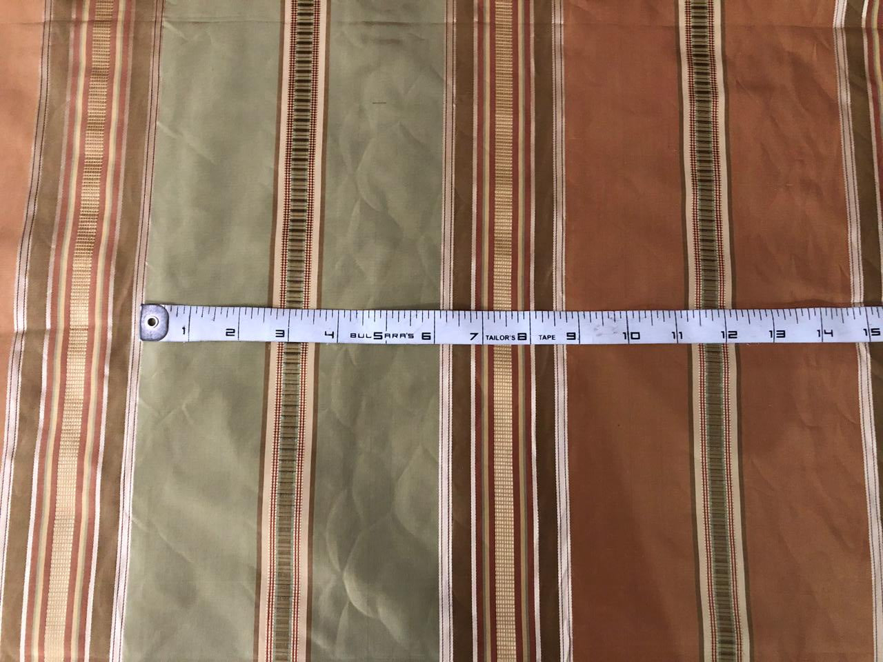 Silk Taffeta Fabric golden / brown /green satin stripes 54" WIDE TAFS155[2]