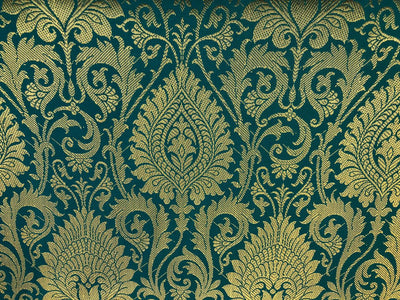 Silk Brocade fabric teal with gold metallic  jacquard 44" wide [BRO1097[2]