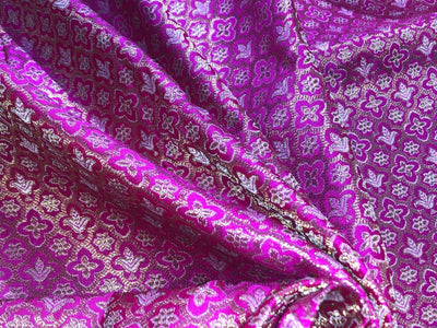 Brocade Fabric Jacquard x metallic gold Gold Color 44" WIDE BRO977 available in 2 colors bright pink and red