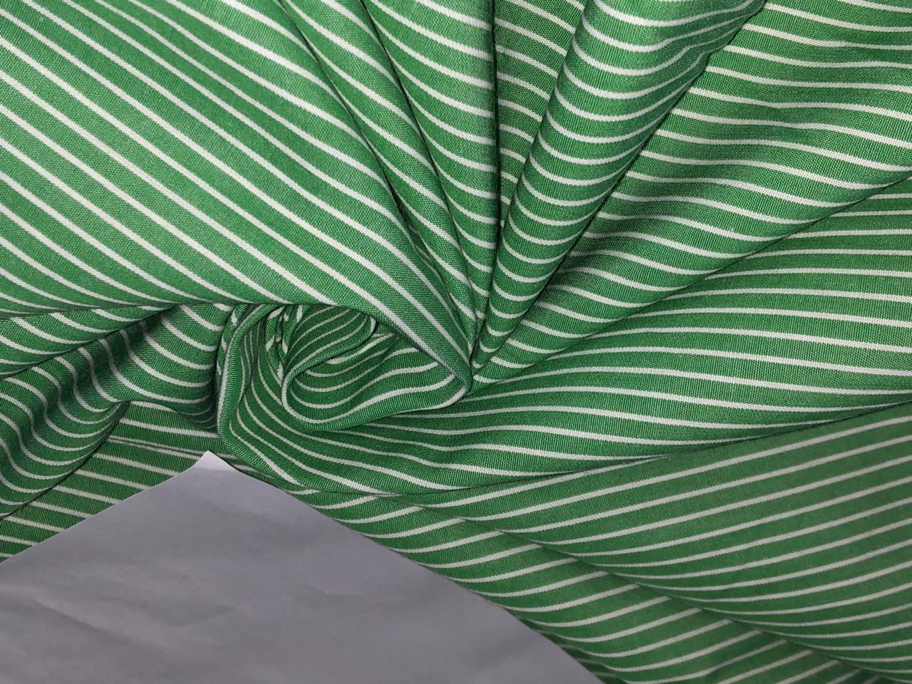 100% COTTON VISCOSE YARN DYED GREEN STRIPES 58" WIDE [16618]