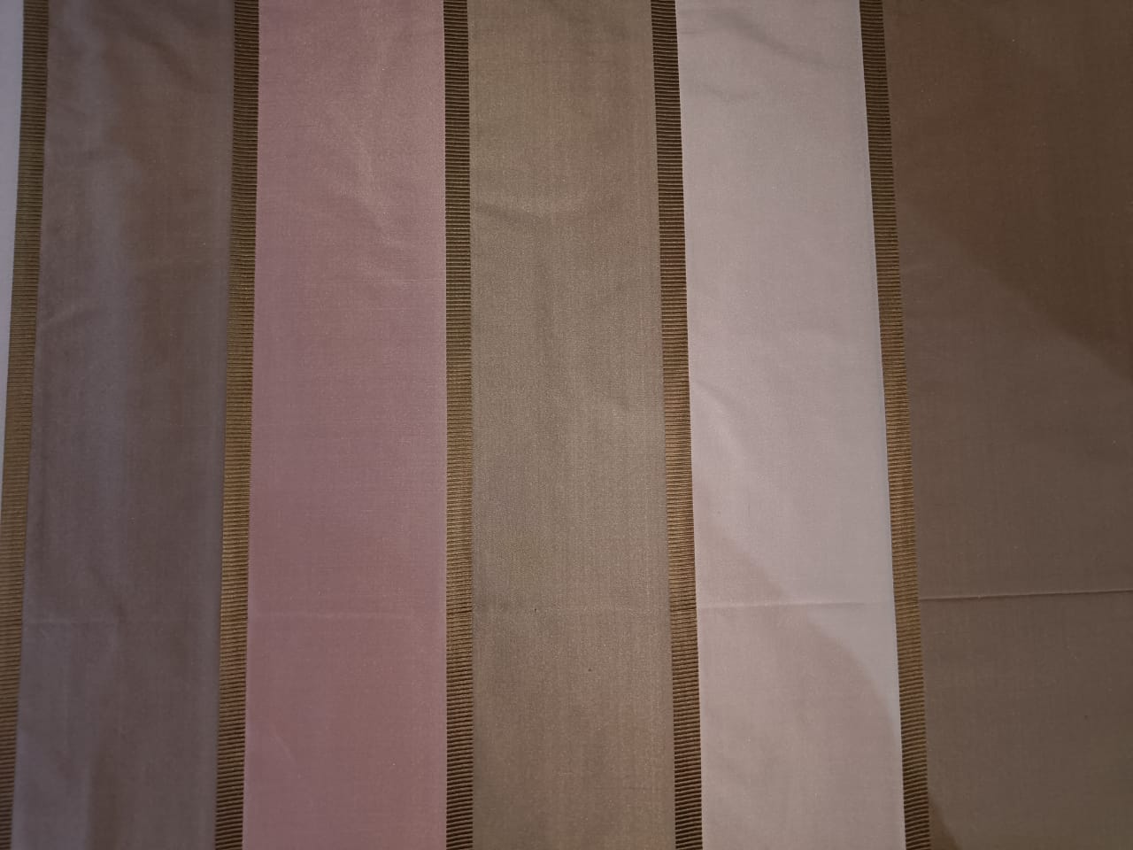 100% SILK TAFFETA FABRIC Light Pink & Dark Pink with Brown jacquard stripes-54" wide Taf#S114