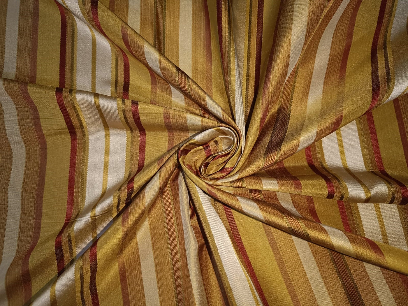 100% Silk Taffeta Fabric  Multi colour stripes 54" wide TAFS60