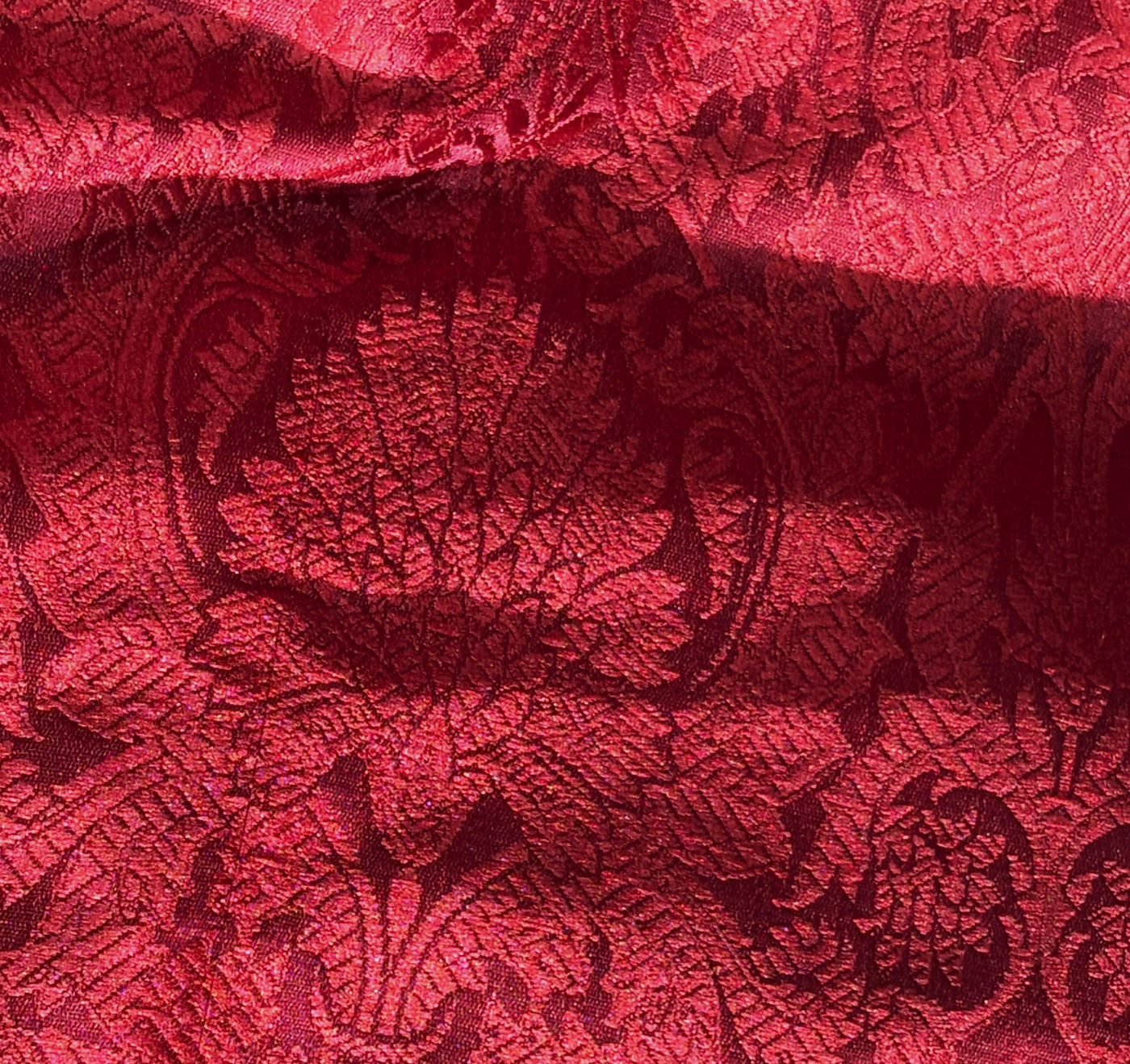 Brocade Fabric self FLORAL Jacquard cherry red  44" BRO984[8]