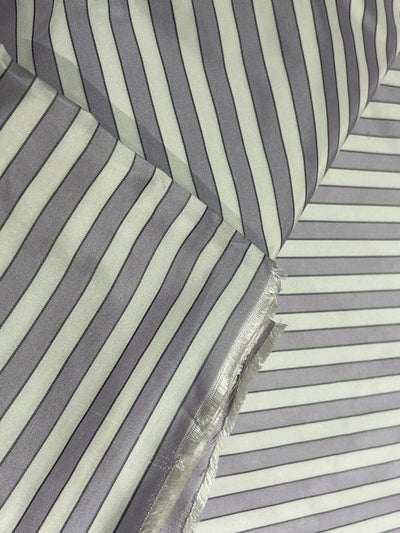 SILK TAFFETA Fabric Light Lilac,Ivory & Black color STRIPES 54" wide TAF#S119