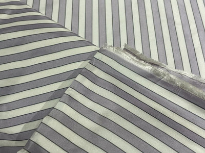 SILK TAFFETA Fabric Light Lilac,Ivory & Black color STRIPES 54" wide TAF#S119