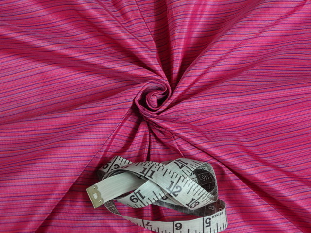 Silk Taffeta Fabric pink multi colour stripes-54"wide Taf#S106