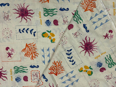 Linen  Beach Grid  print the purple sun  56" wide [18433]