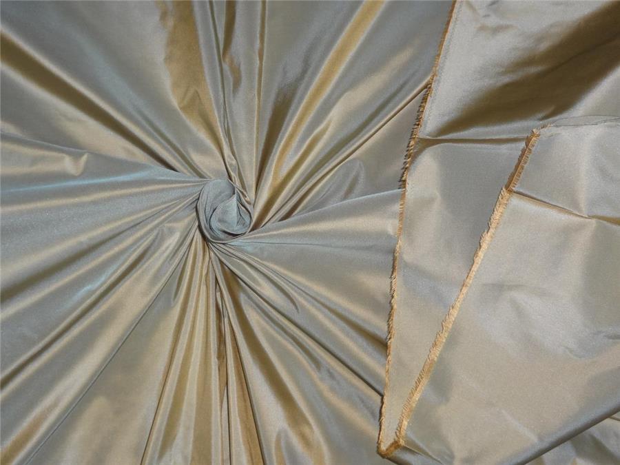 SILK TAFFETA FABRIC GOLD X MINT COLOR 54" wide TAF259[3]