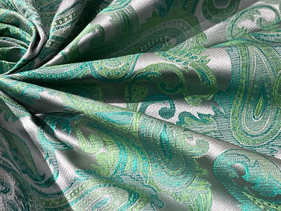 Brocade fabric 54" wide  100% Silk  Jacquard Fabric  PAISLEYS available in 2 colors grey and green and grey, green and brown TAFJACNEW20/21