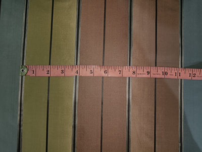 100% Silk Taffeta Fabric Blue,Brown & Green w/ Satin Stripes 54" wide Taf#S62[1]