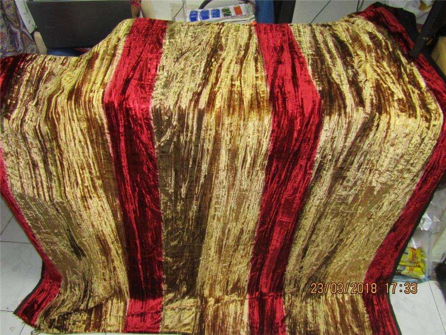 100% Crushed Velvet Gold x Red Discharge Print Fabric ~ 58&quot; wide
