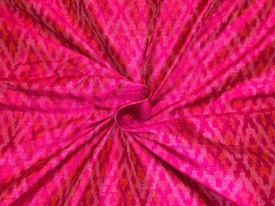 100% pure silk dupion ikat fabric pink color 44" wide available in 3 combinations
