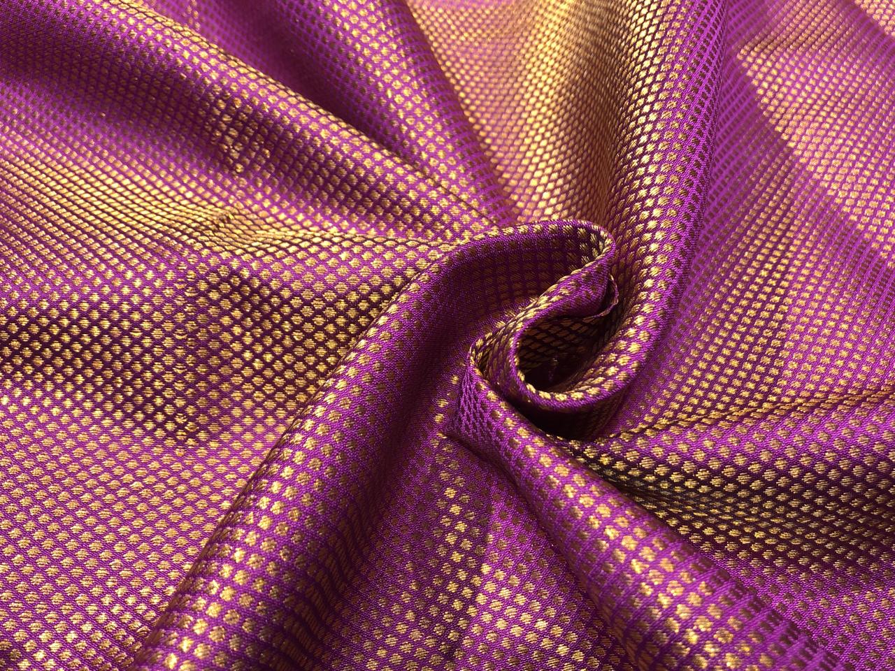 Silk Brocade fabric 44"small metallic gold motifs jacquard available in 3 colors purple, black and green BRO1043
