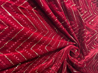 Micro Velvet Fabric Embroidered 44" wide available in 2 colors blood red and mulberry