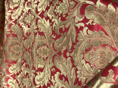 Brocade Heavy KING KHAB  Fabric  with white gold jacquard 44" wide available in 2 colors fiery rose and black BRO1052