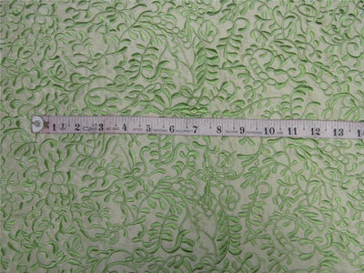 100% Silk Dupion Fabric Embroidery Pistachio green x green color 54&quot; DUP# E55[2]