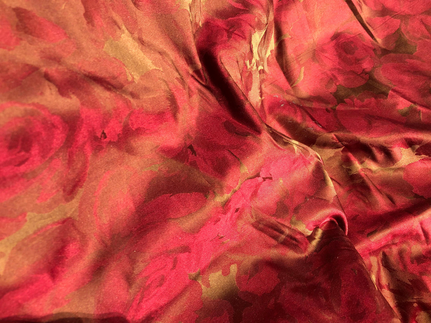 100% Silk Taffeta Fabric rusty red with dusty gold floral jacquard TAFJAQCNEW12[1]
