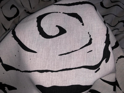 100% Linen black and white abstract  digital print fabric 58" wide [17302]