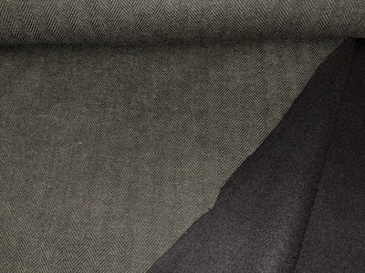Wool Blended herringbone Cord Weave fabric fused with black light wool black and charcoal 147 cms wide [18398]