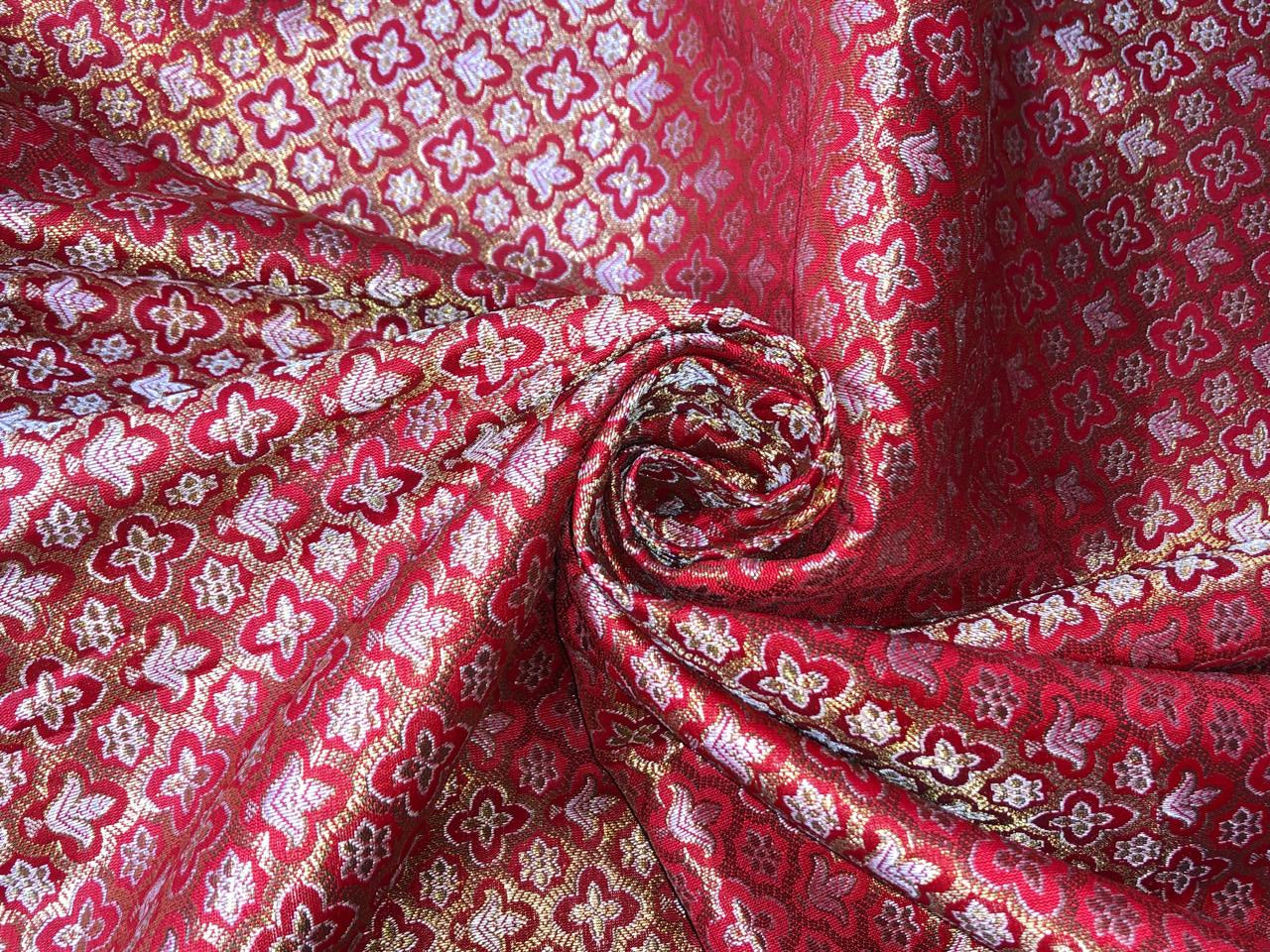 Brocade Fabric Jacquard x metallic gold Gold Color 44" WIDE BRO977 available in 2 colors bright pink and red