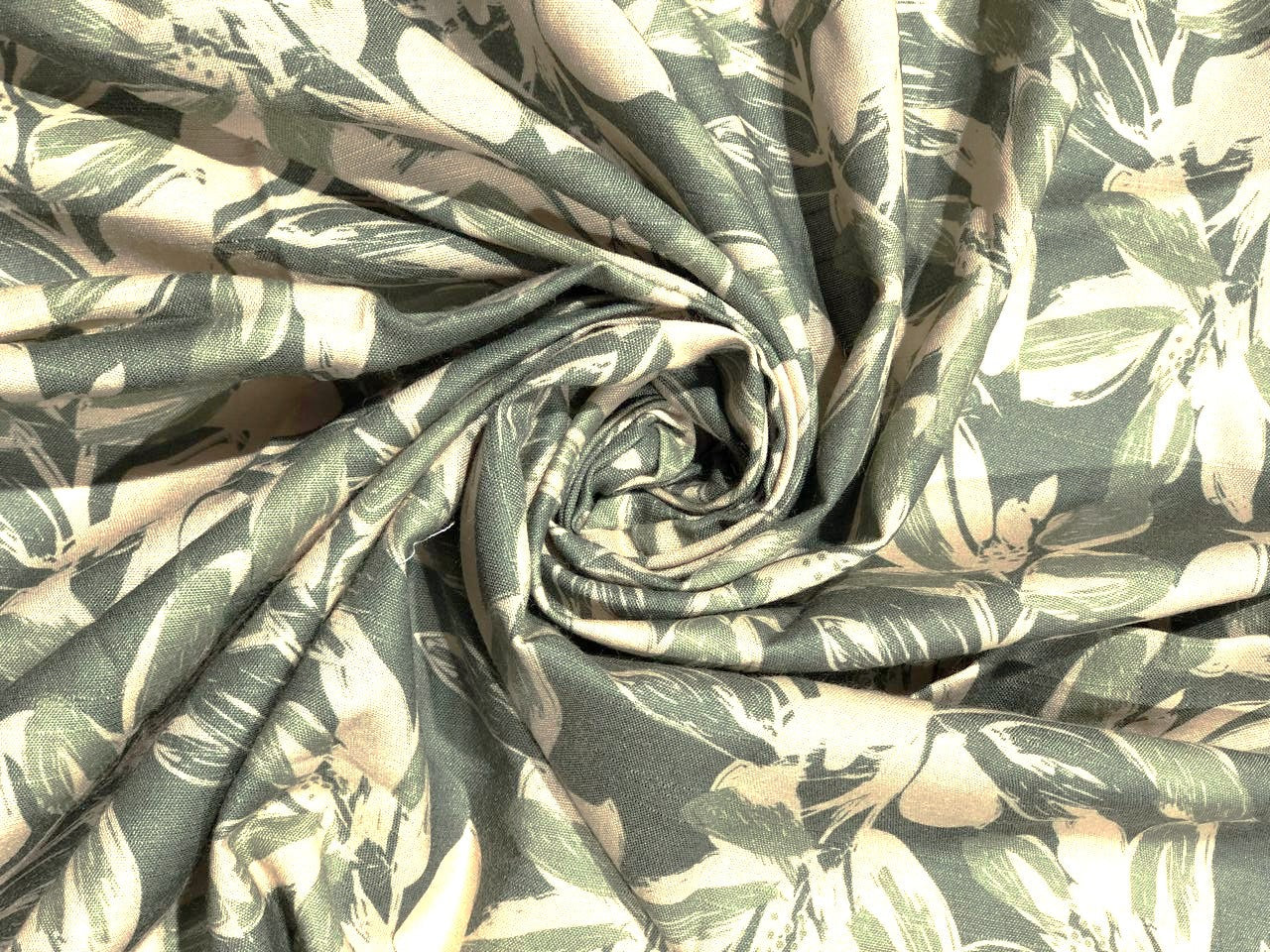 Viscose Linen 20% 80% Spun digital print available in 2 designs cream with red green and grey floral and green and beige floral print [17603/04]
