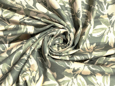 Viscose Linen 20% 80% Spun digital print available in 2 designs cream with red green and grey floral and green and beige floral print [17603/04]